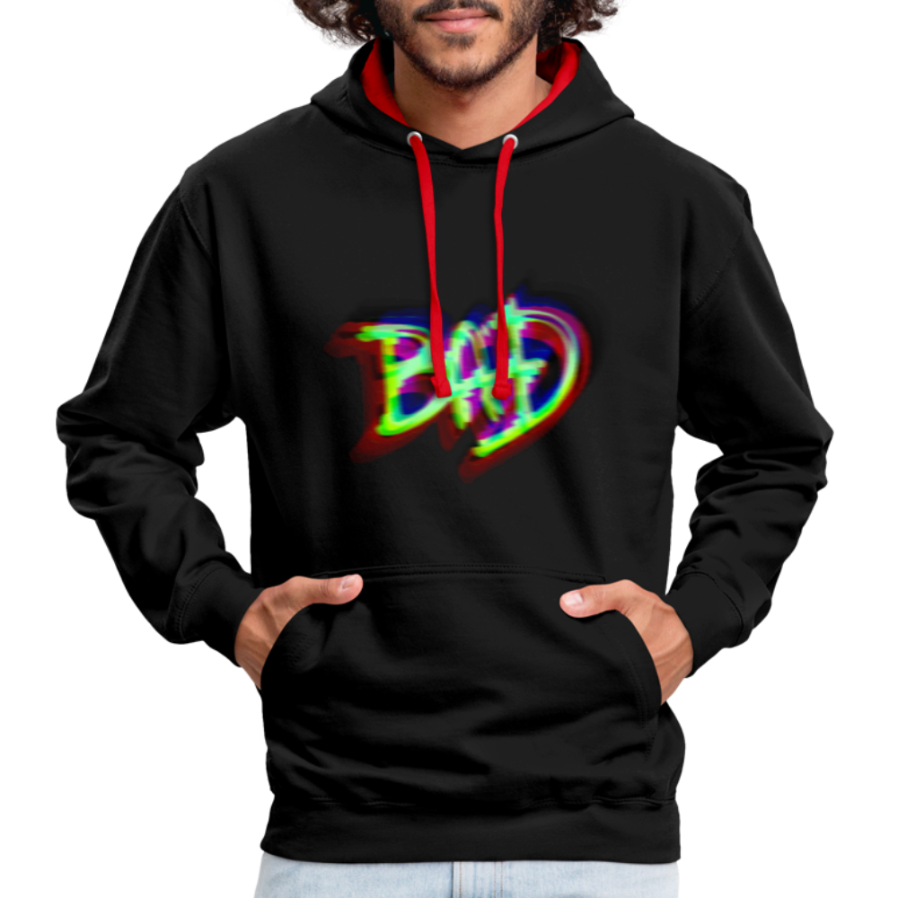 BAD Kontrast-Hoodie - Schwarz/Rot