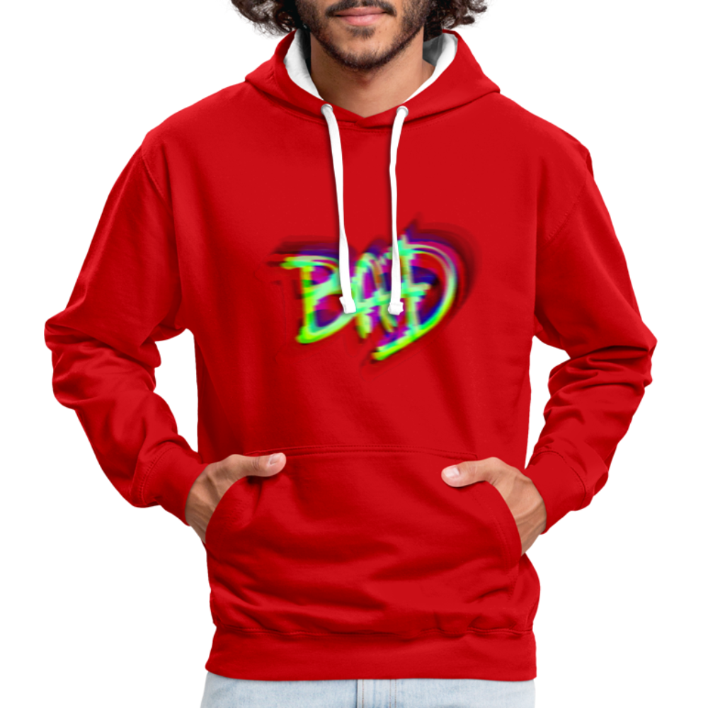 BAD Kontrast-Hoodie - Rot/Weiß