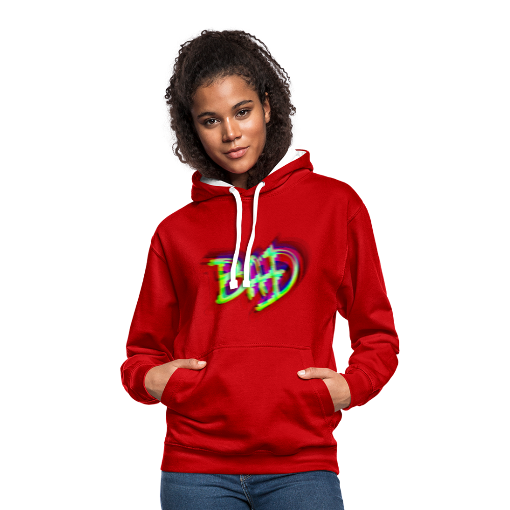 BAD Kontrast-Hoodie - Rot/Weiß