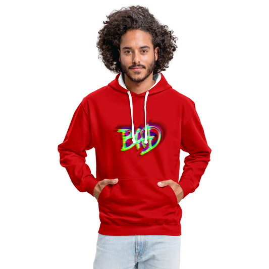 BAD Kontrast-Hoodie - Rot/Weiß