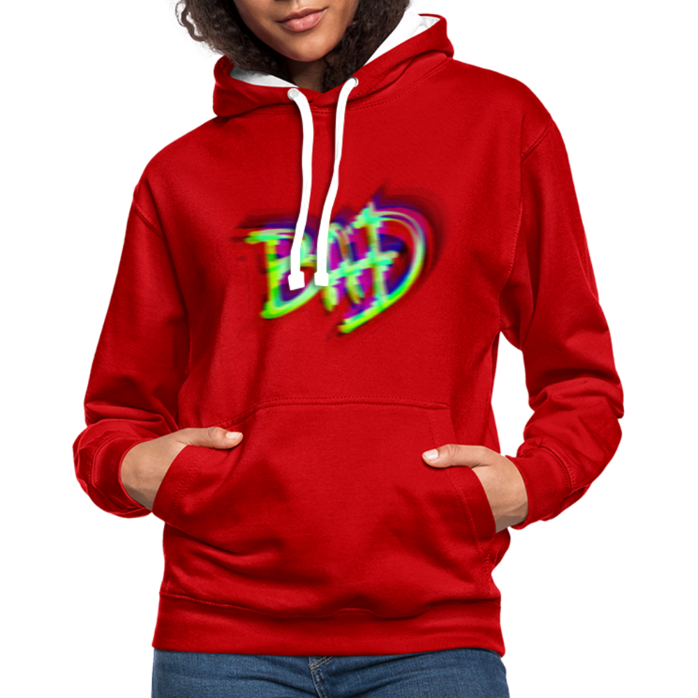 BAD Kontrast-Hoodie - Rot/Weiß