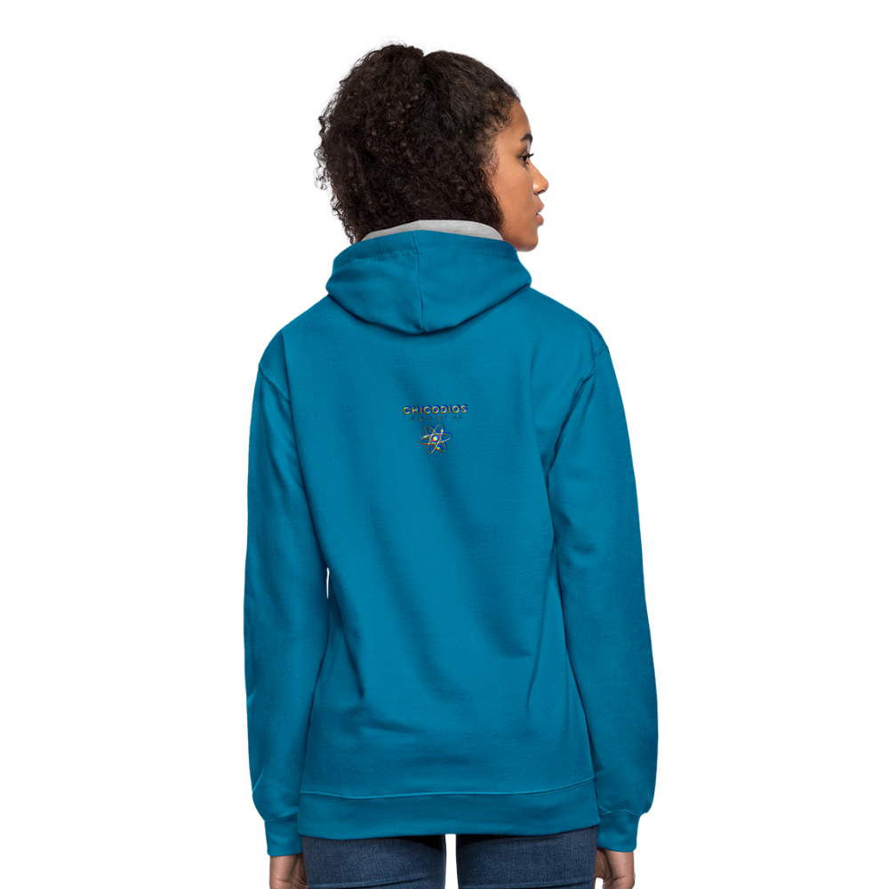 BAD Kontrast-Hoodie - Pfauenblau/Grau meliert