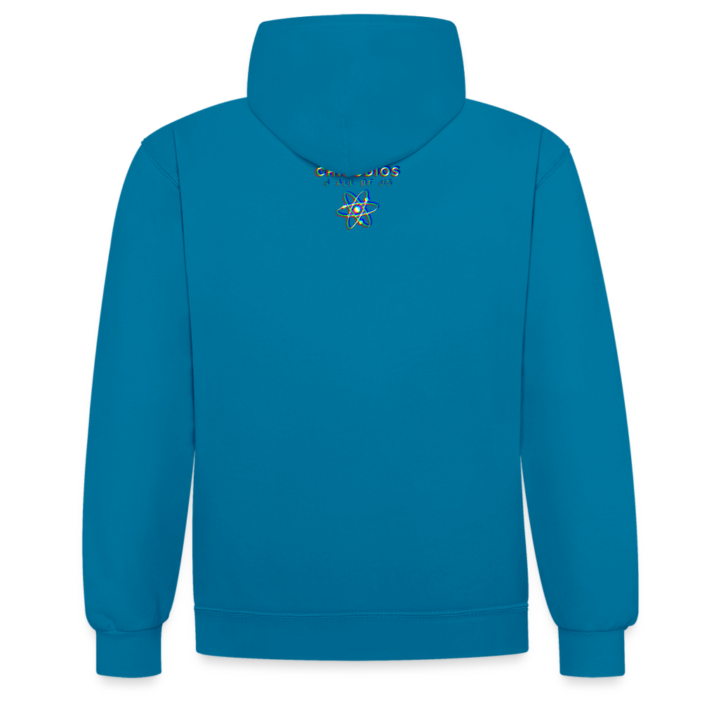 BAD Kontrast-Hoodie - Pfauenblau/Grau meliert