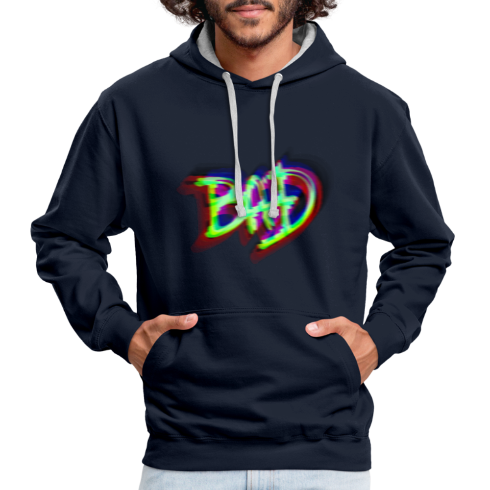 BAD Kontrast-Hoodie - Navy/Grau meliert