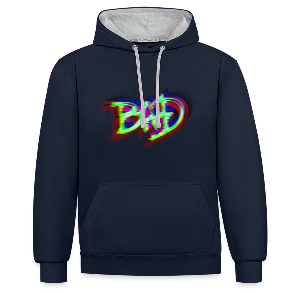 BAD Kontrast-Hoodie - Navy/Grau meliert