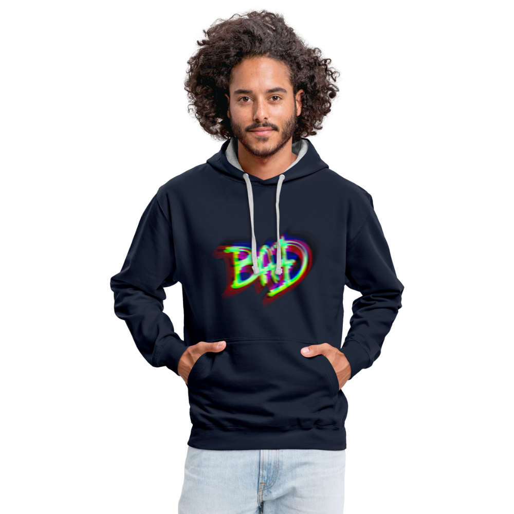 BAD Kontrast-Hoodie - Navy/Grau meliert