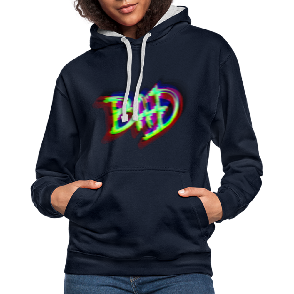BAD Kontrast-Hoodie - Navy/Grau meliert