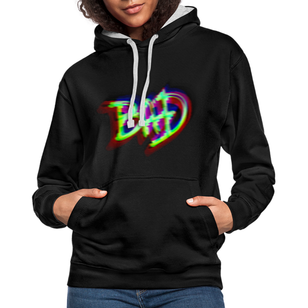 BAD Kontrast-Hoodie - Schwarz/Grau meliert