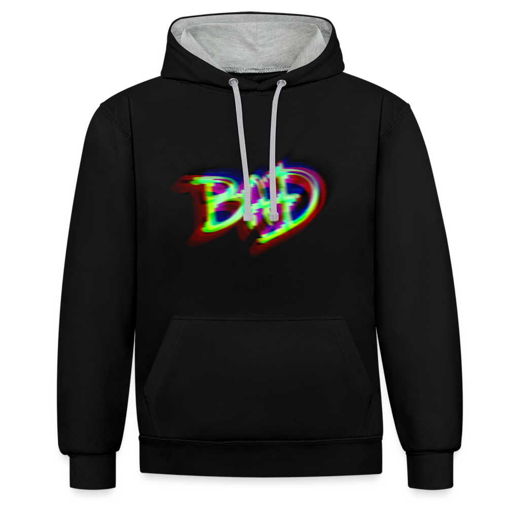 BAD Kontrast-Hoodie - Schwarz/Grau meliert