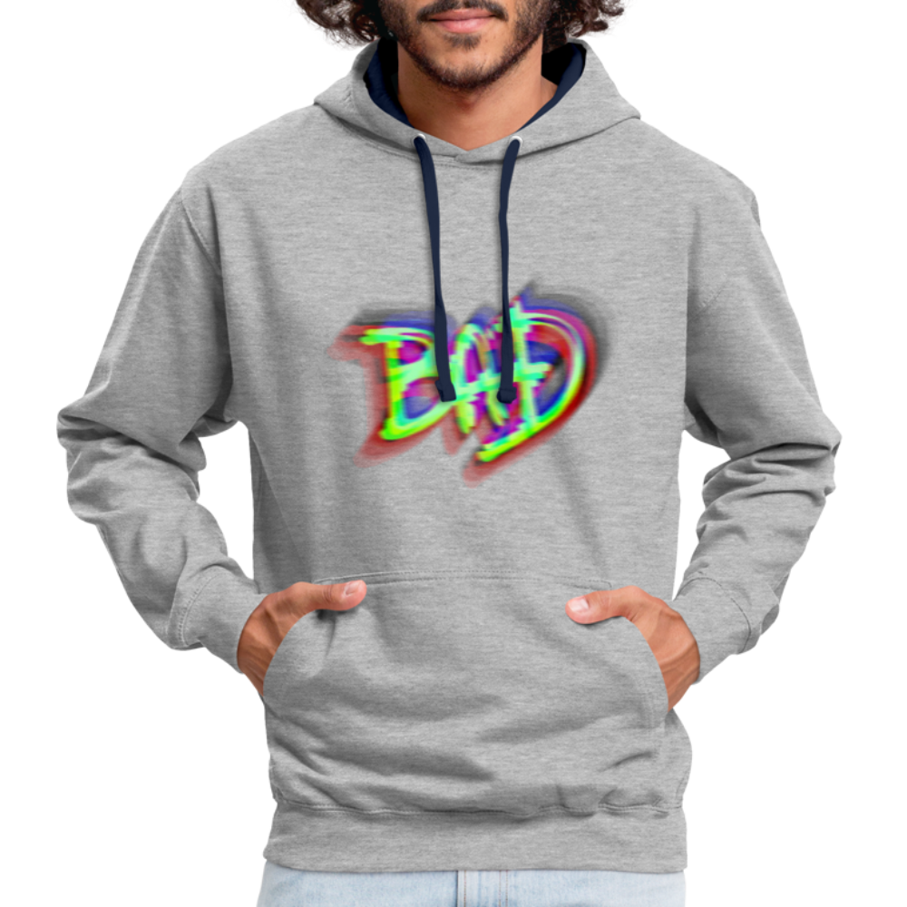 BAD Kontrast-Hoodie - Grau meliert/Navy