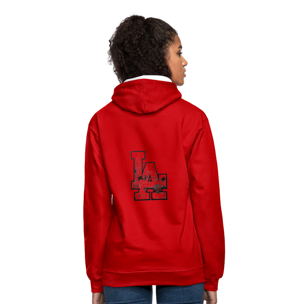 LA Kontrast-Hoodie - Rot/Weiß