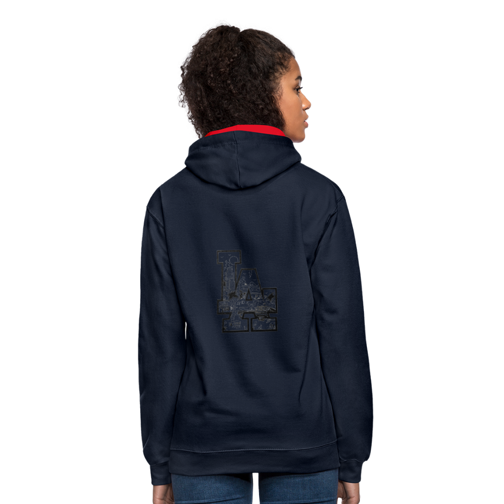 LA Kontrast-Hoodie - Navy/Rot
