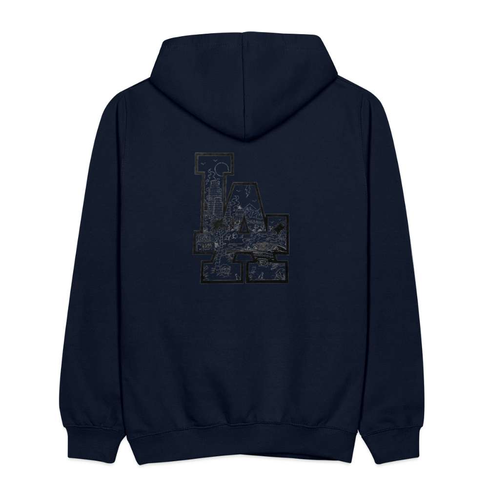 LA Kontrast-Hoodie - Navy/Grau meliert