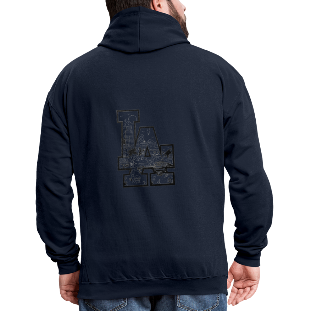 LA Kontrast-Hoodie - Navy/Grau meliert