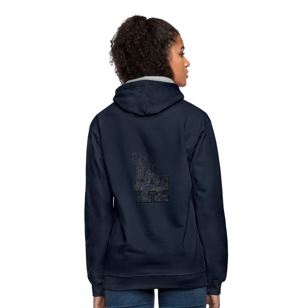 LA Kontrast-Hoodie - Navy/Grau meliert