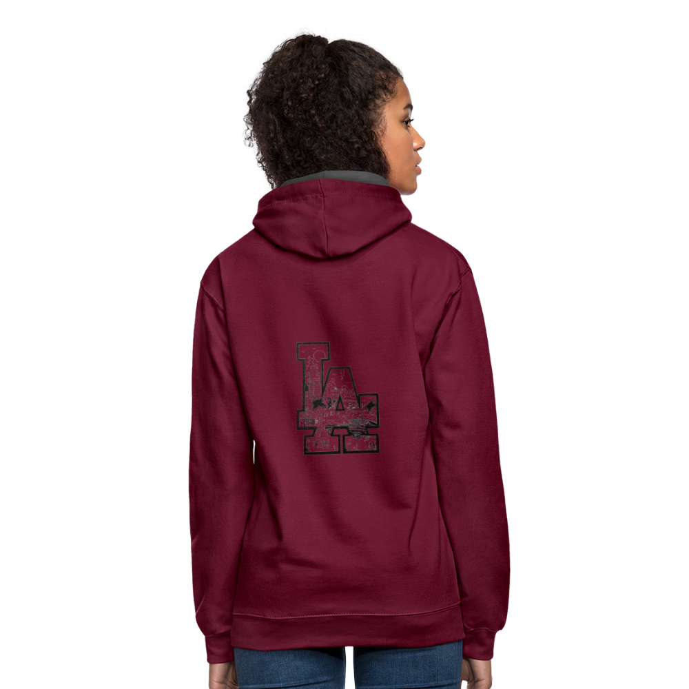LA Kontrast-Hoodie - Weinrot/Anthrazit