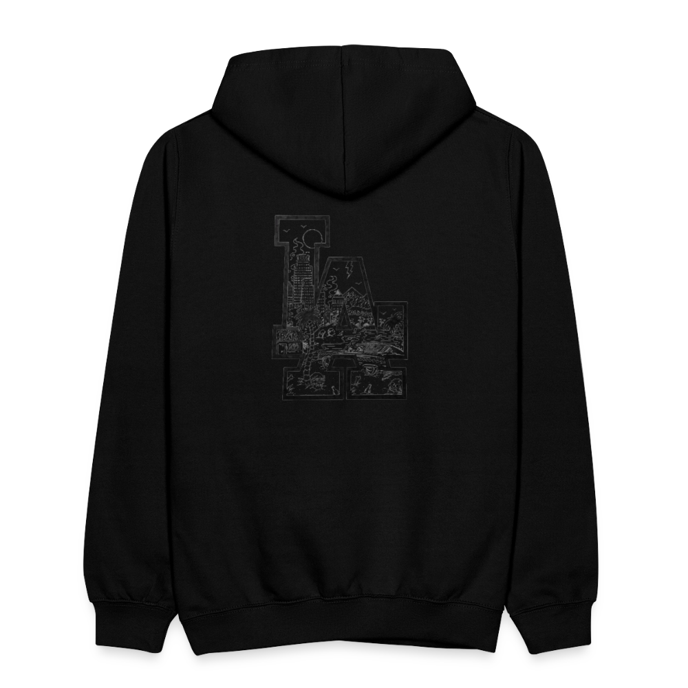 LA Kontrast-Hoodie - Schwarz/Grau meliert