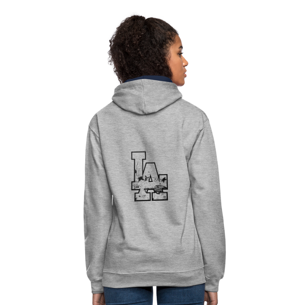 LA Kontrast-Hoodie - Grau meliert/Navy