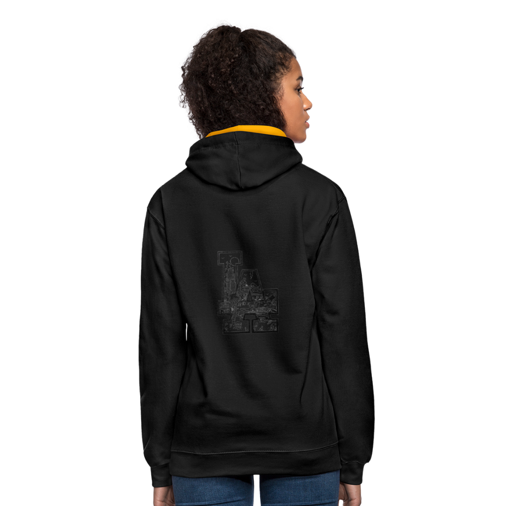 LA Kontrast-Hoodie - Schwarz/Gold