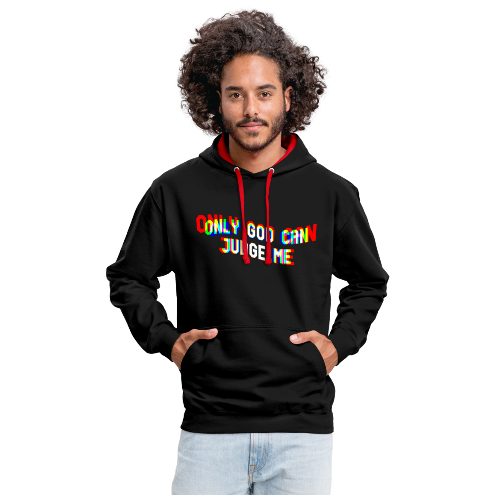 Only God can Judge me Kontrast-Hoodie - Schwarz/Rot
