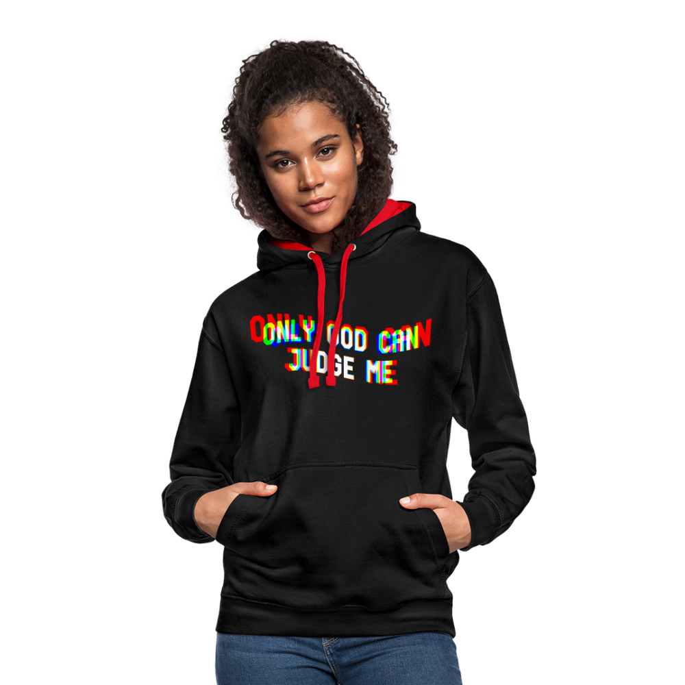 Only God can Judge me Kontrast-Hoodie - Schwarz/Rot