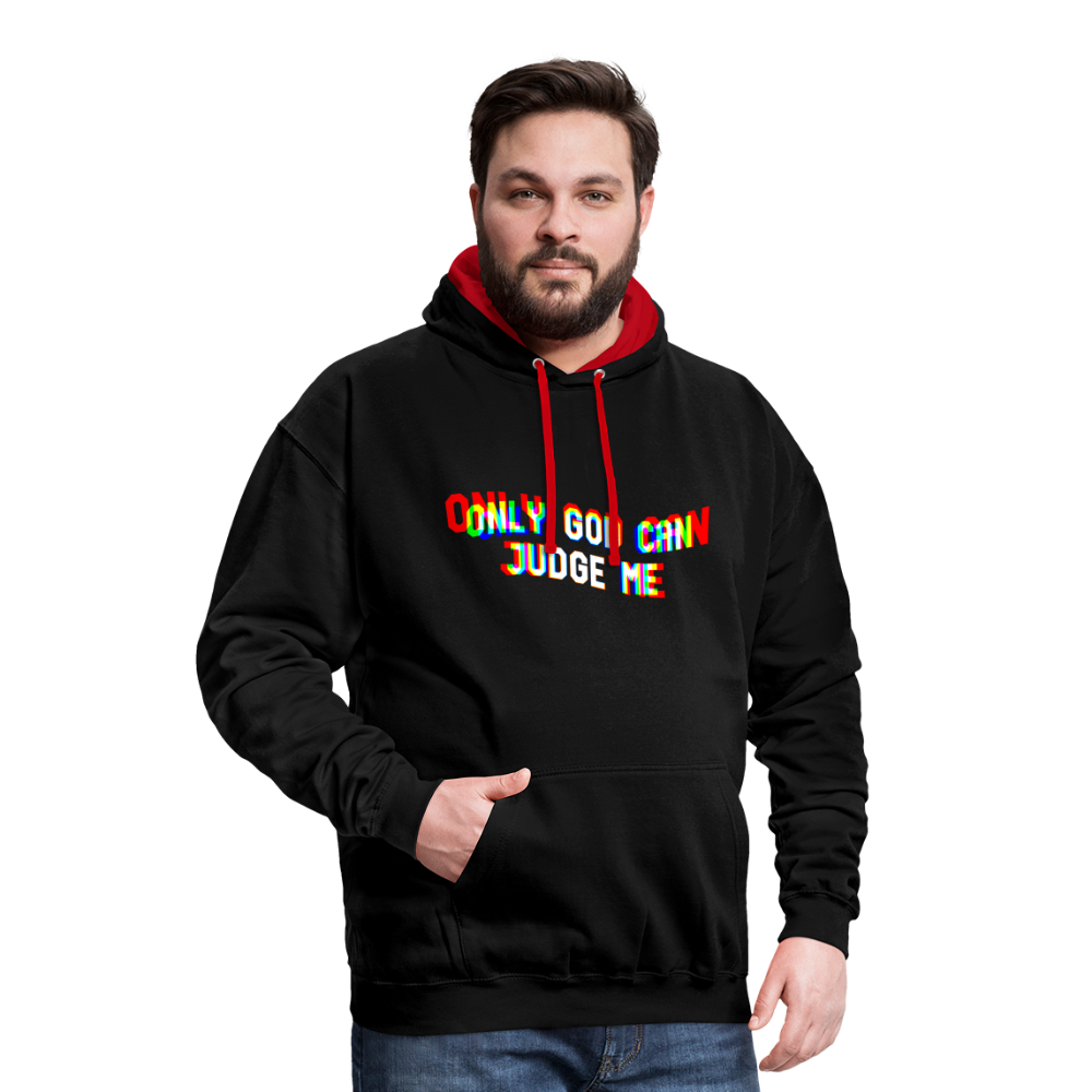 Only God can Judge me Kontrast-Hoodie - Schwarz/Rot