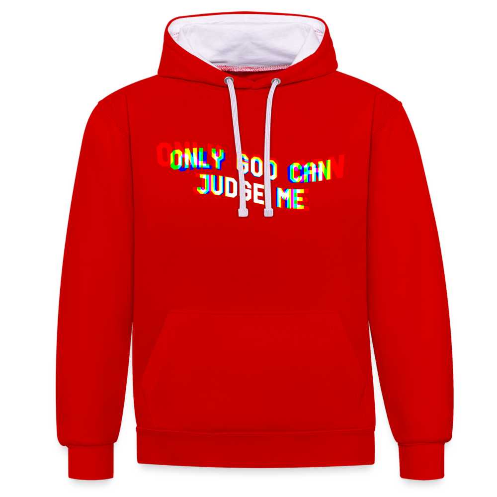Only God can Judge me Kontrast-Hoodie - Rot/Weiß