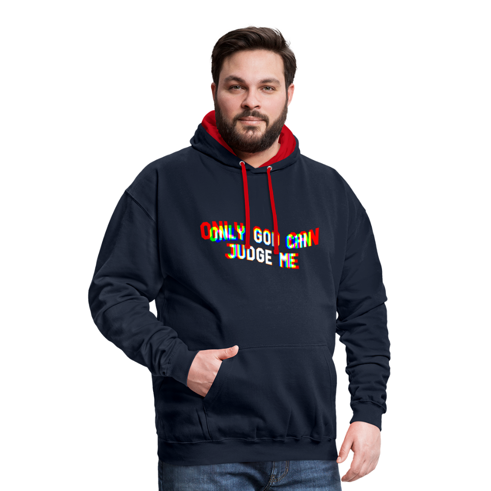 Only God can Judge me Kontrast-Hoodie - Navy/Rot
