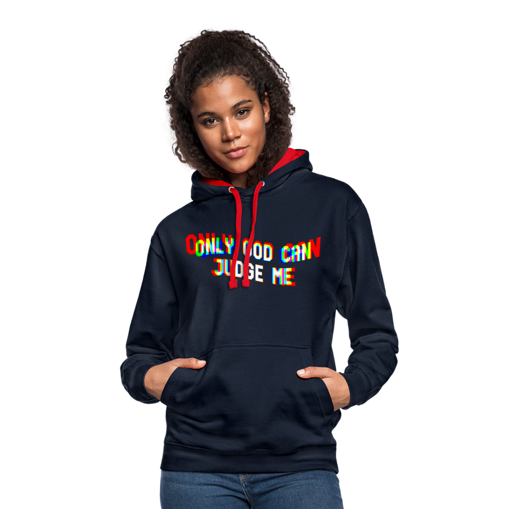 Only God can Judge me Kontrast-Hoodie - Navy/Rot