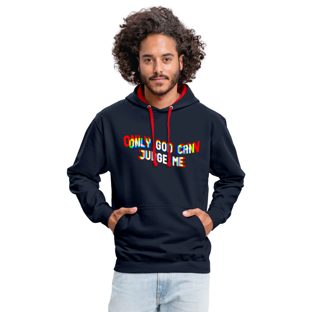 Only God can Judge me Kontrast-Hoodie - Navy/Rot