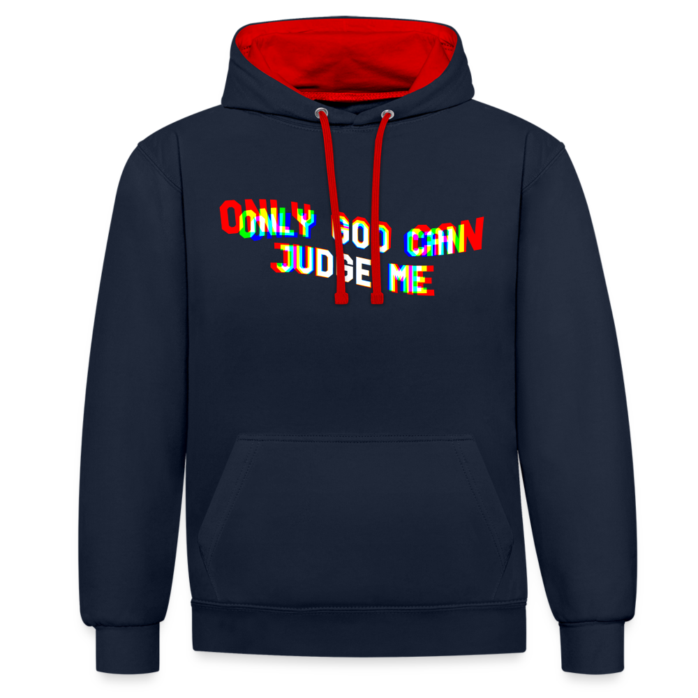 Only God can Judge me Kontrast-Hoodie - Navy/Rot