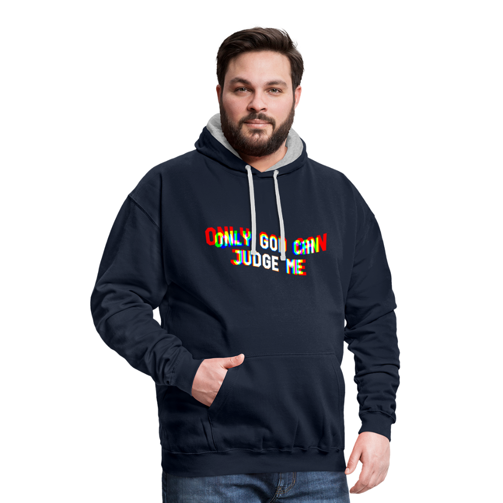 Only God can Judge me Kontrast-Hoodie - Navy/Grau meliert