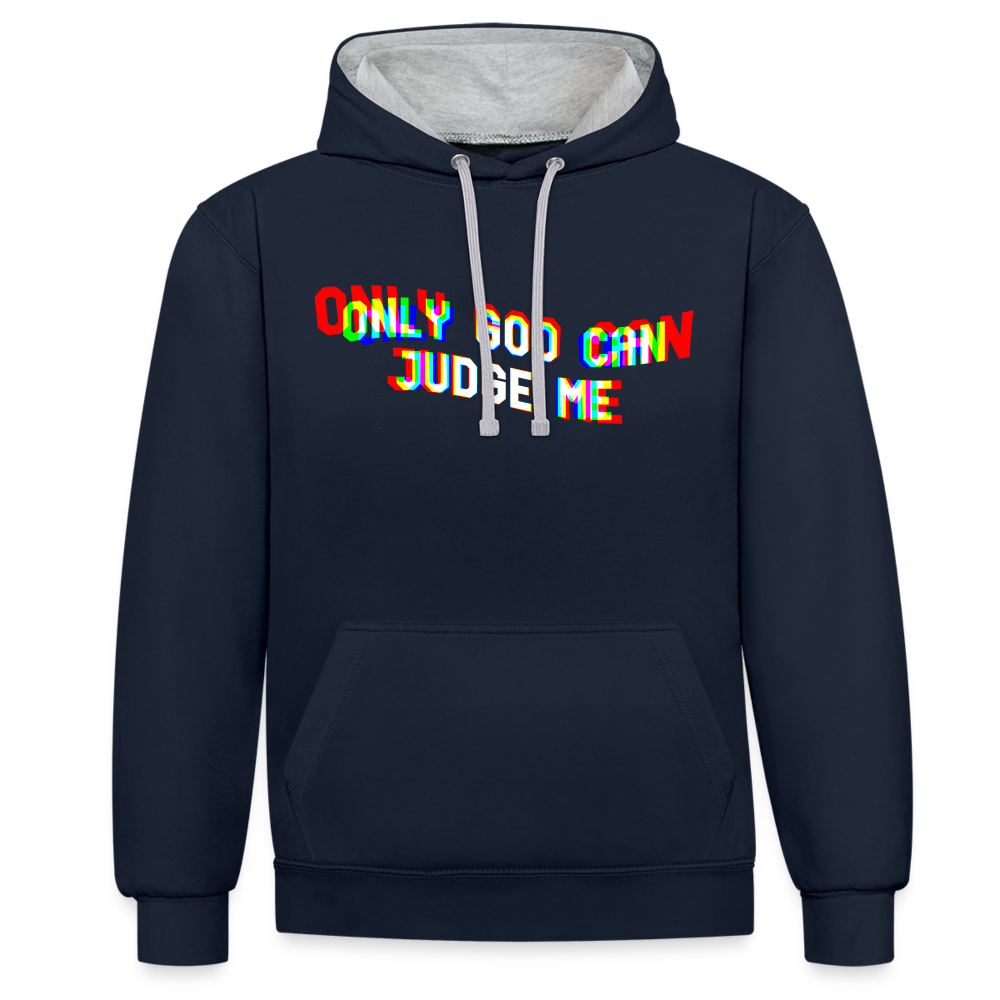 Only God can Judge me Kontrast-Hoodie - Navy/Grau meliert