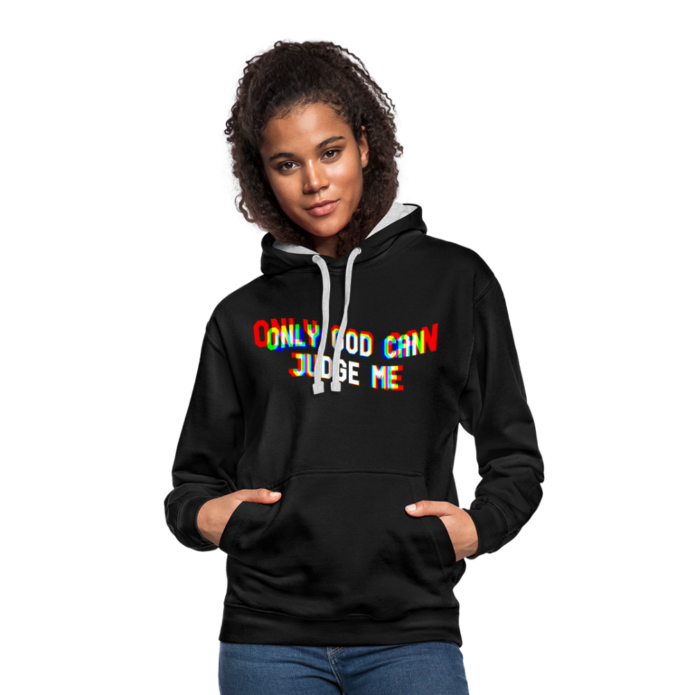 Only God can Judge me Kontrast-Hoodie - Schwarz/Grau meliert