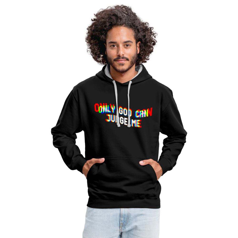 Only God can Judge me Kontrast-Hoodie - Schwarz/Grau meliert