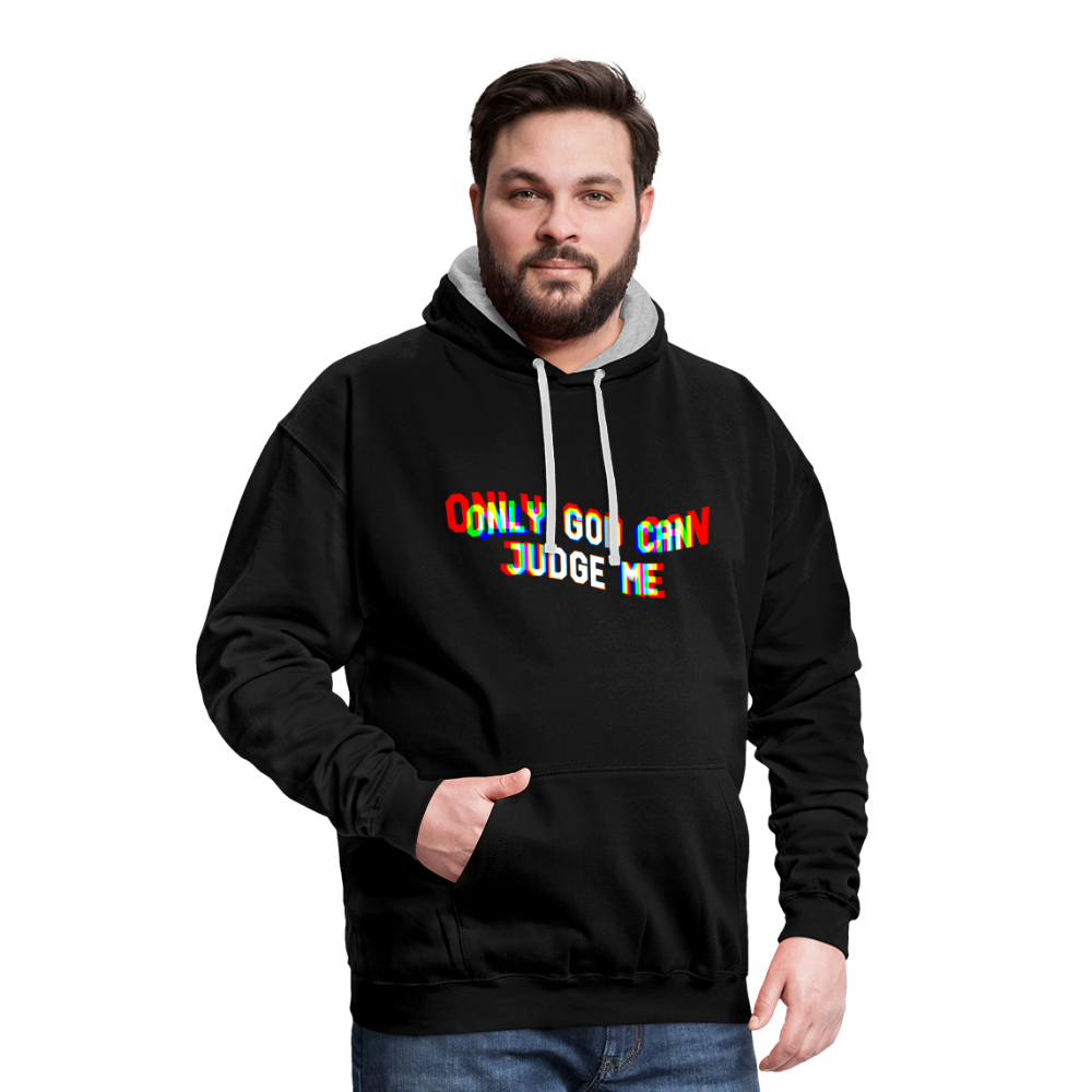Only God can Judge me Kontrast-Hoodie - Schwarz/Grau meliert