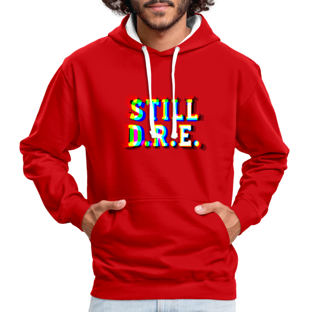 Still D.R.E. Kontrast-Hoodie - Rot/Weiß