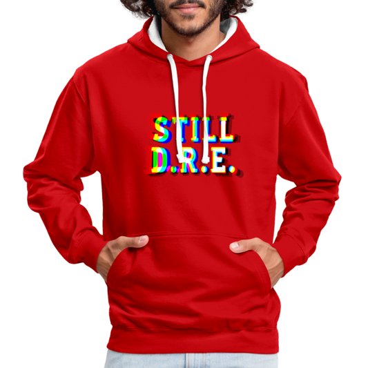Still D.R.E. Kontrast-Hoodie - Rot/Weiß