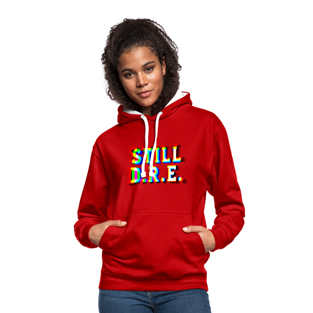 Still D.R.E. Kontrast-Hoodie - Rot/Weiß