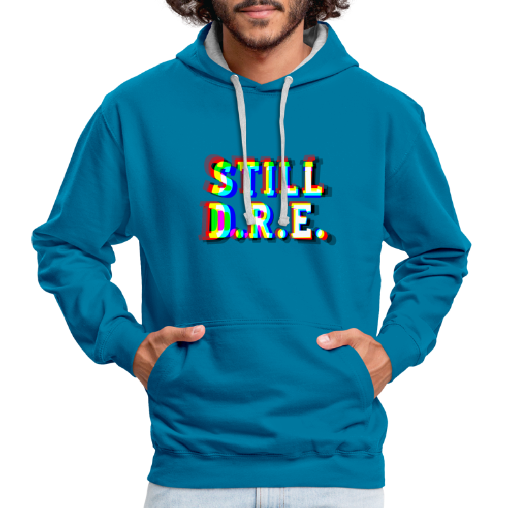 Still D.R.E. Kontrast-Hoodie - Pfauenblau/Grau meliert