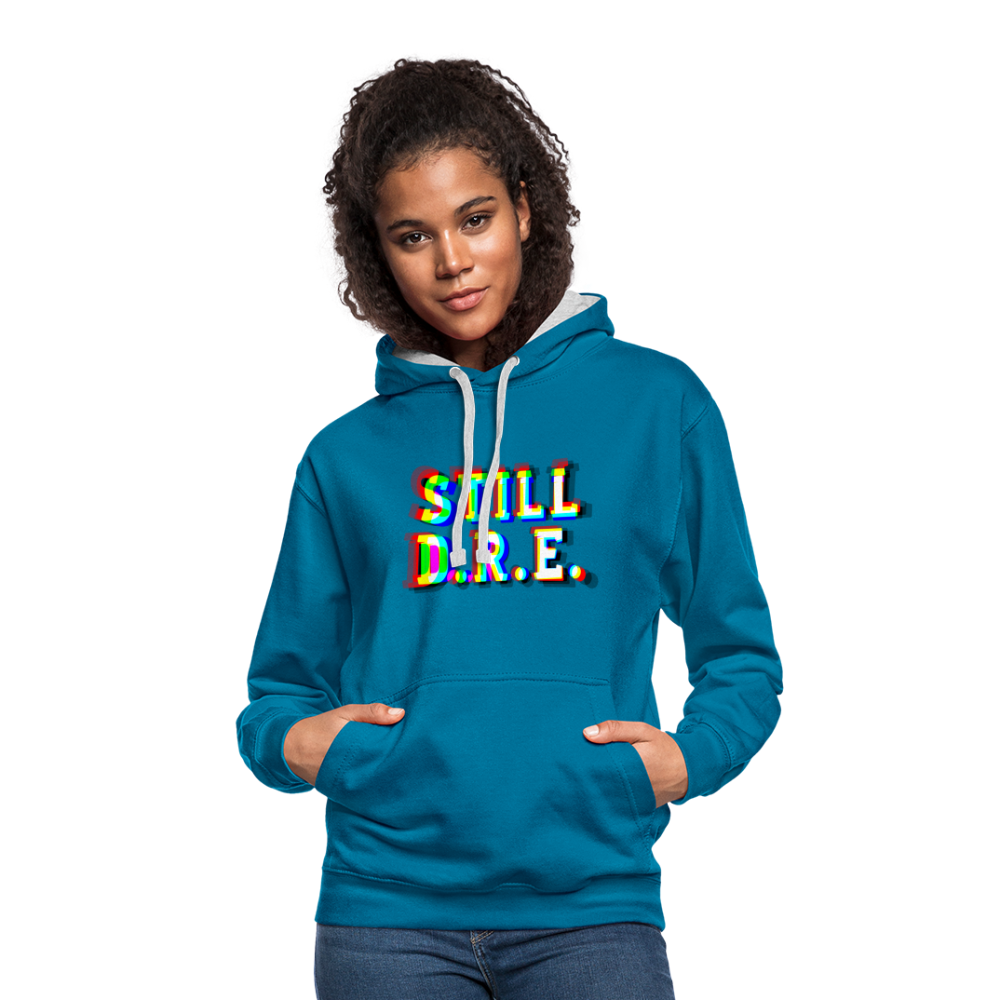 Still D.R.E. Kontrast-Hoodie - Pfauenblau/Grau meliert
