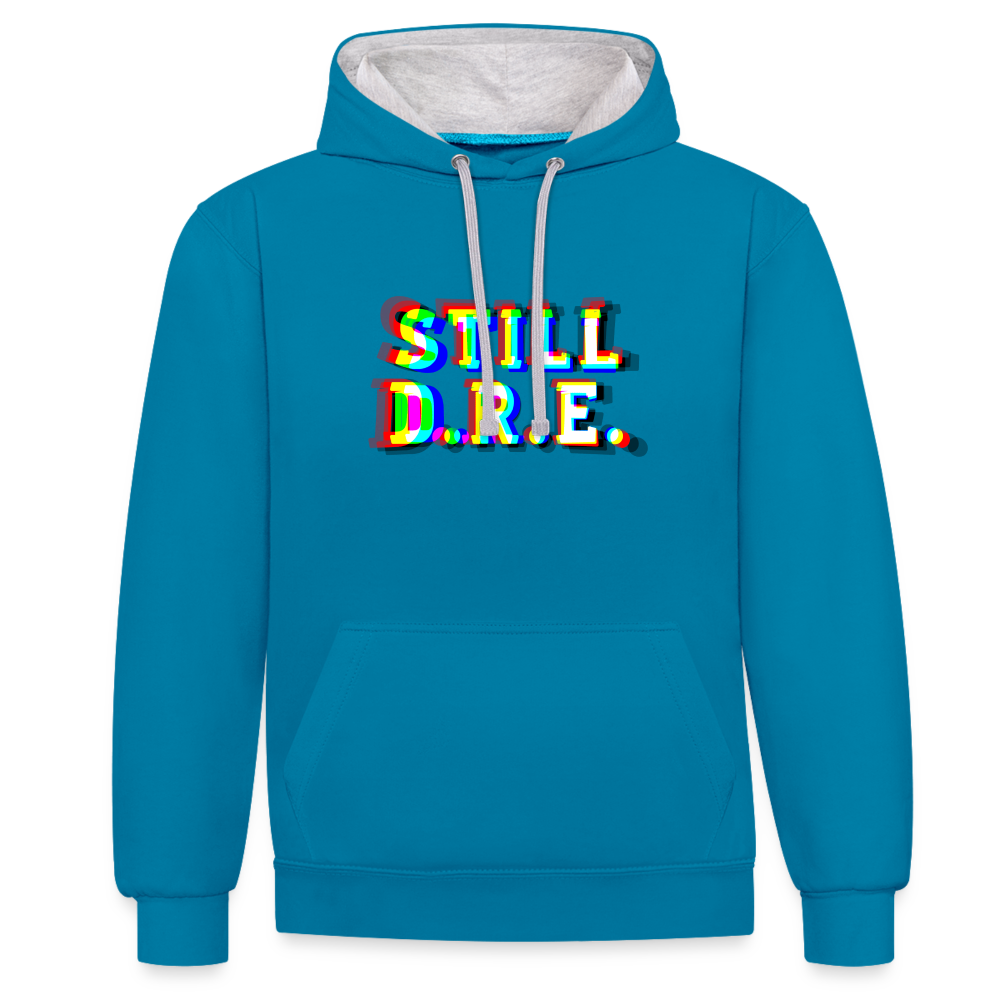 Still D.R.E. Kontrast-Hoodie - Pfauenblau/Grau meliert