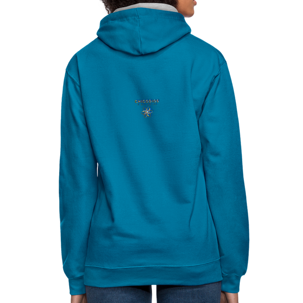 Still D.R.E. Kontrast-Hoodie - Pfauenblau/Grau meliert