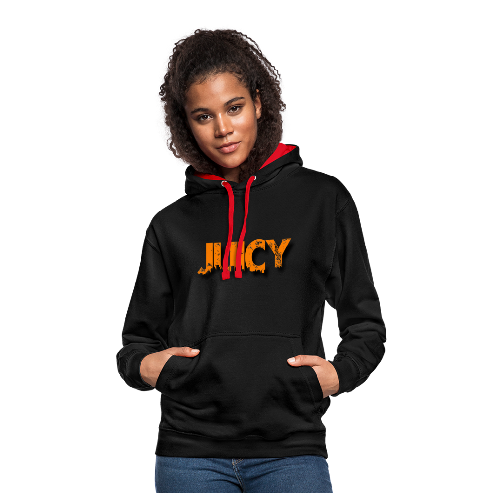 Juicy Kontrast-Hoodie - Schwarz/Rot