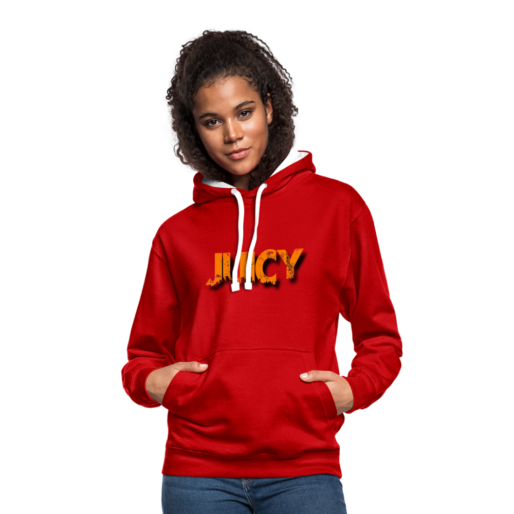 Juicy Kontrast-Hoodie - Rot/Weiß