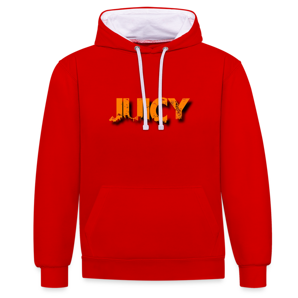Juicy Kontrast-Hoodie - Rot/Weiß