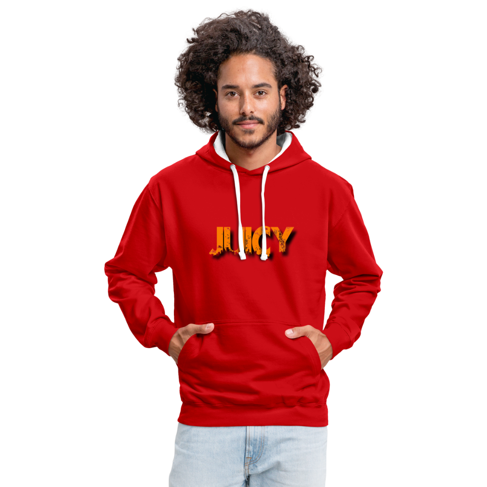Juicy Kontrast-Hoodie - Rot/Weiß