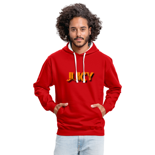 Juicy Kontrast-Hoodie - Rot/Weiß