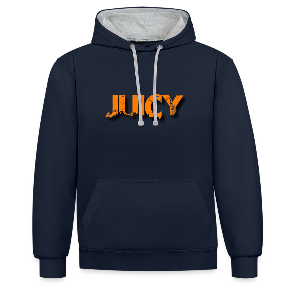 Juicy Kontrast-Hoodie - Navy/Grau meliert