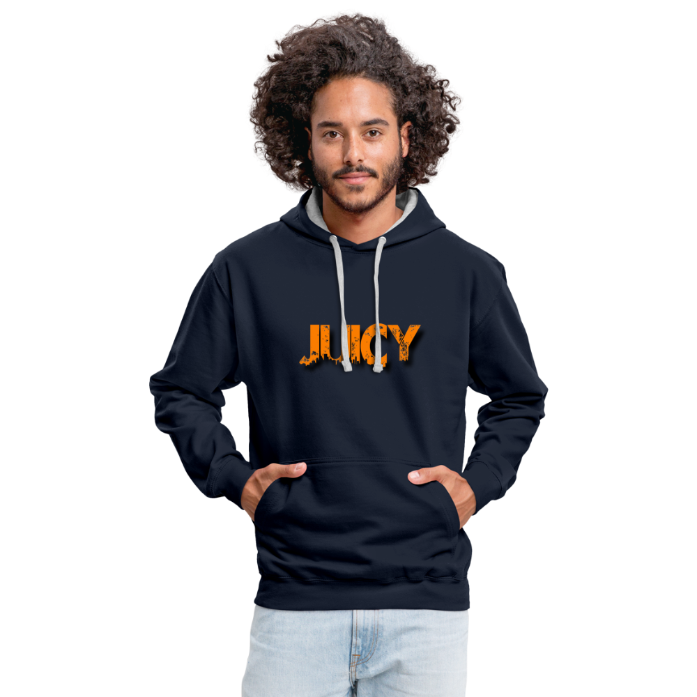 Juicy Kontrast-Hoodie - Navy/Grau meliert